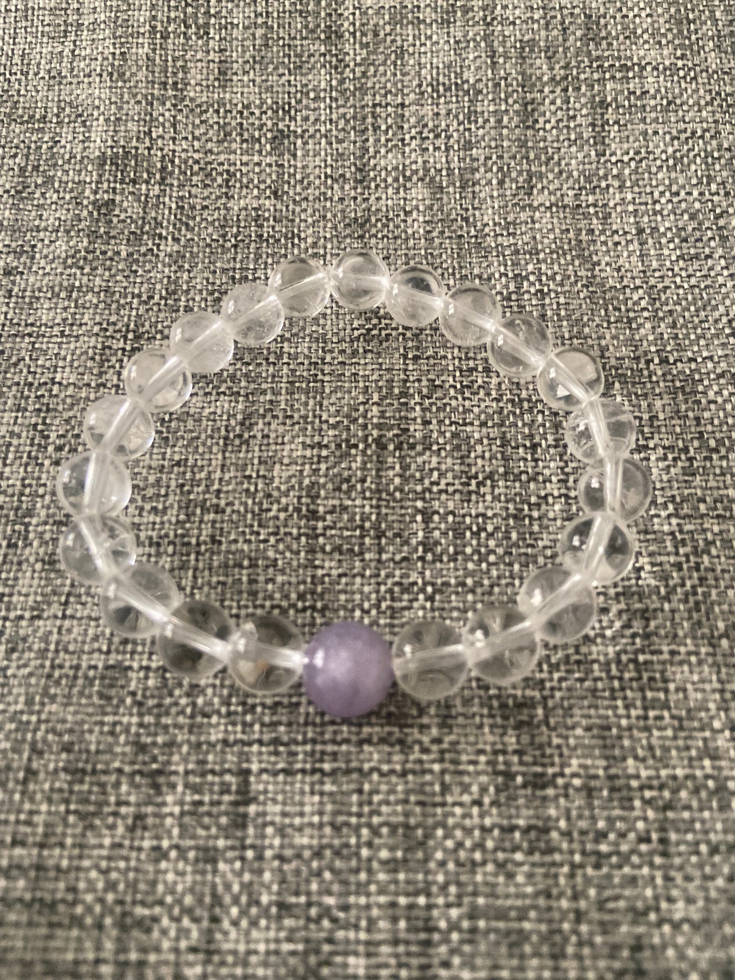 CLEAR CRYSTAL WITH PURPLE JADE
