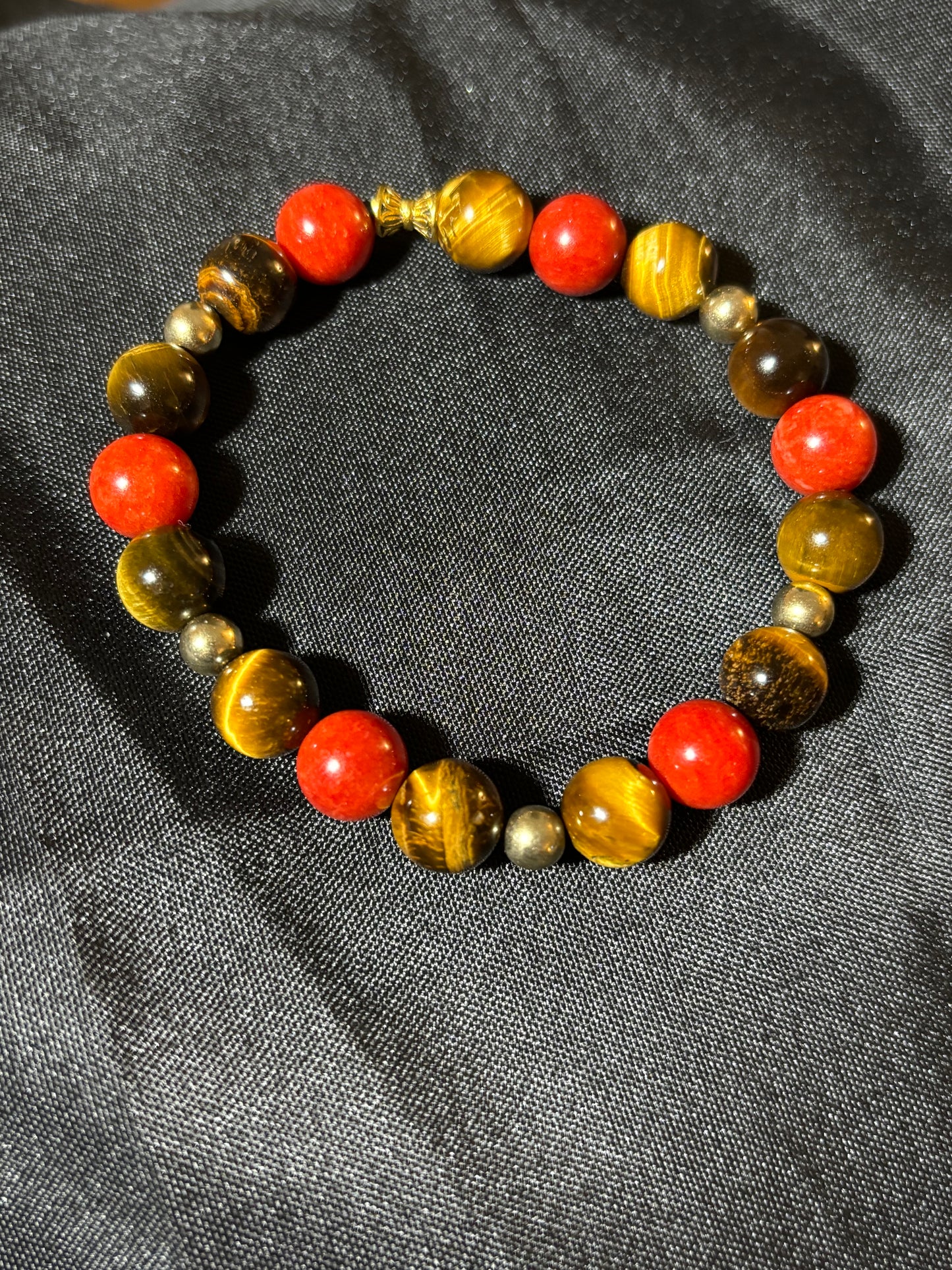 RED CORAL STONE AND TIGER EYE