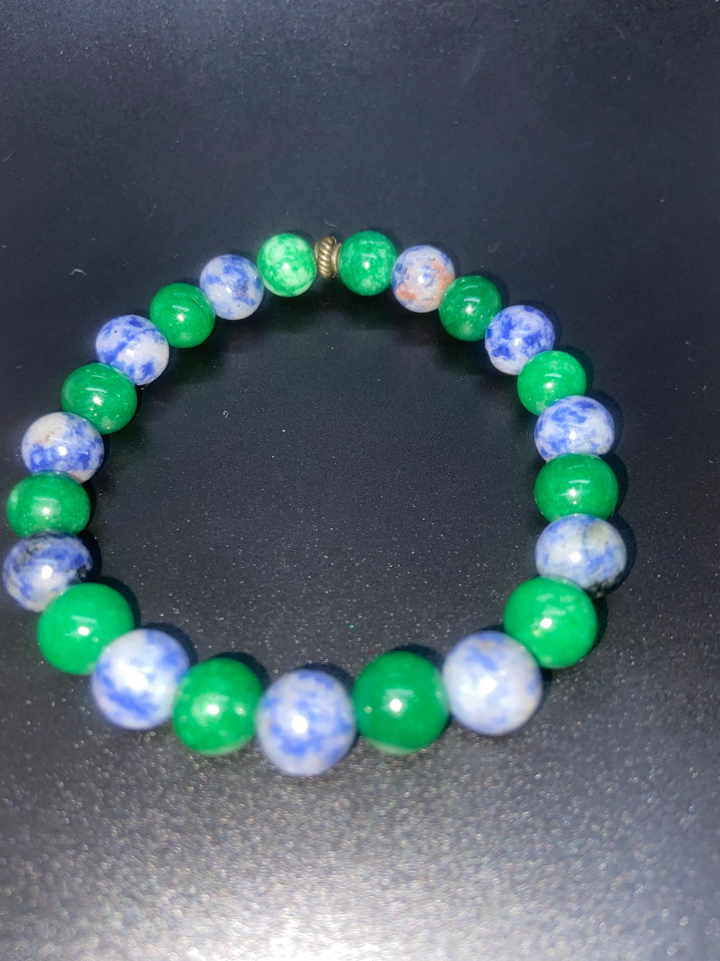 BLUE,WHITE SODALITE WITH JADE ,UNISEX..