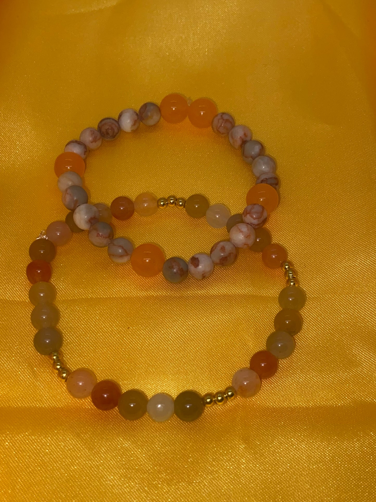 NATURAL STONE AND PEACH BRACELET SET