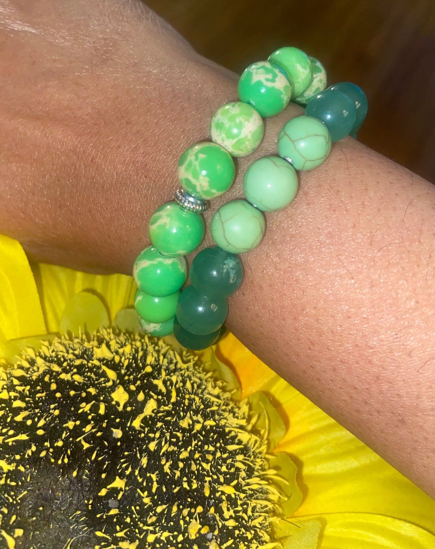 GREEN NATURAL STONE WITH GREEN JADE UNISEX SOLD SEPARATELY
