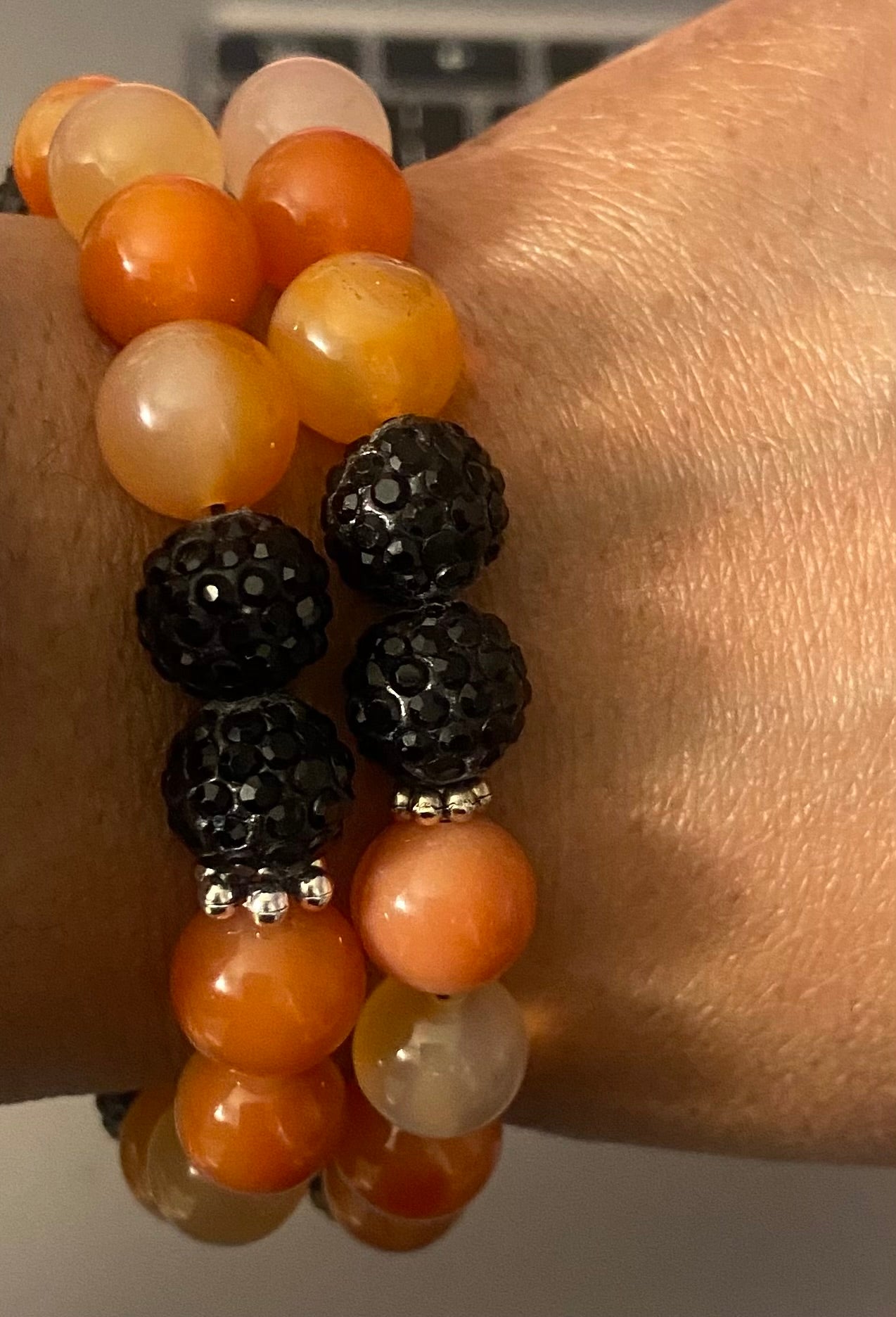 RED AGATE WITH BLACK RHINESTONE (UNISEX) SOLD SEPARATELY!