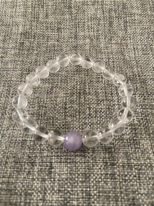 CLEAR CRYSTAL WITH PURPLE JADE