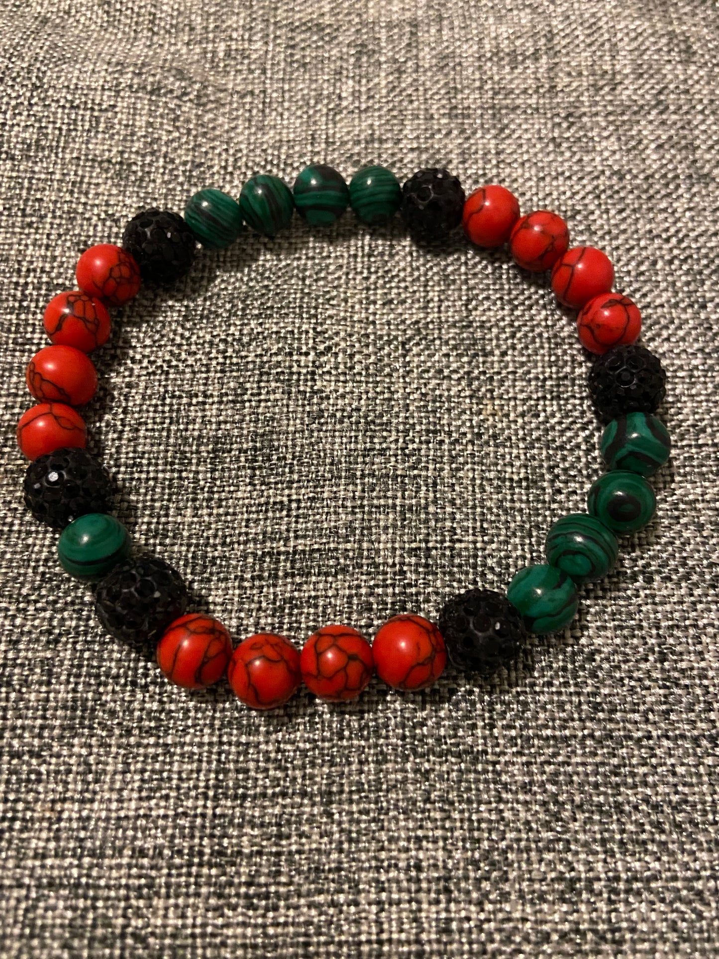 RED JADE STONE, BLACK SPARKLE & MALACHITE STONE