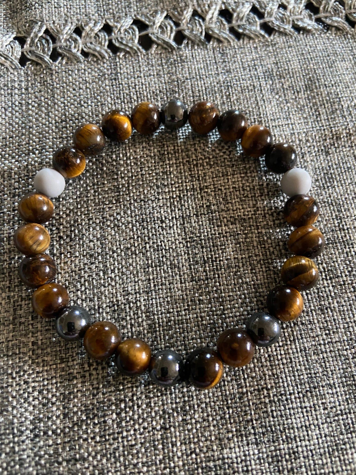 TIGER EYE, CLAY BEAD & HEMATITE (UNISEX)