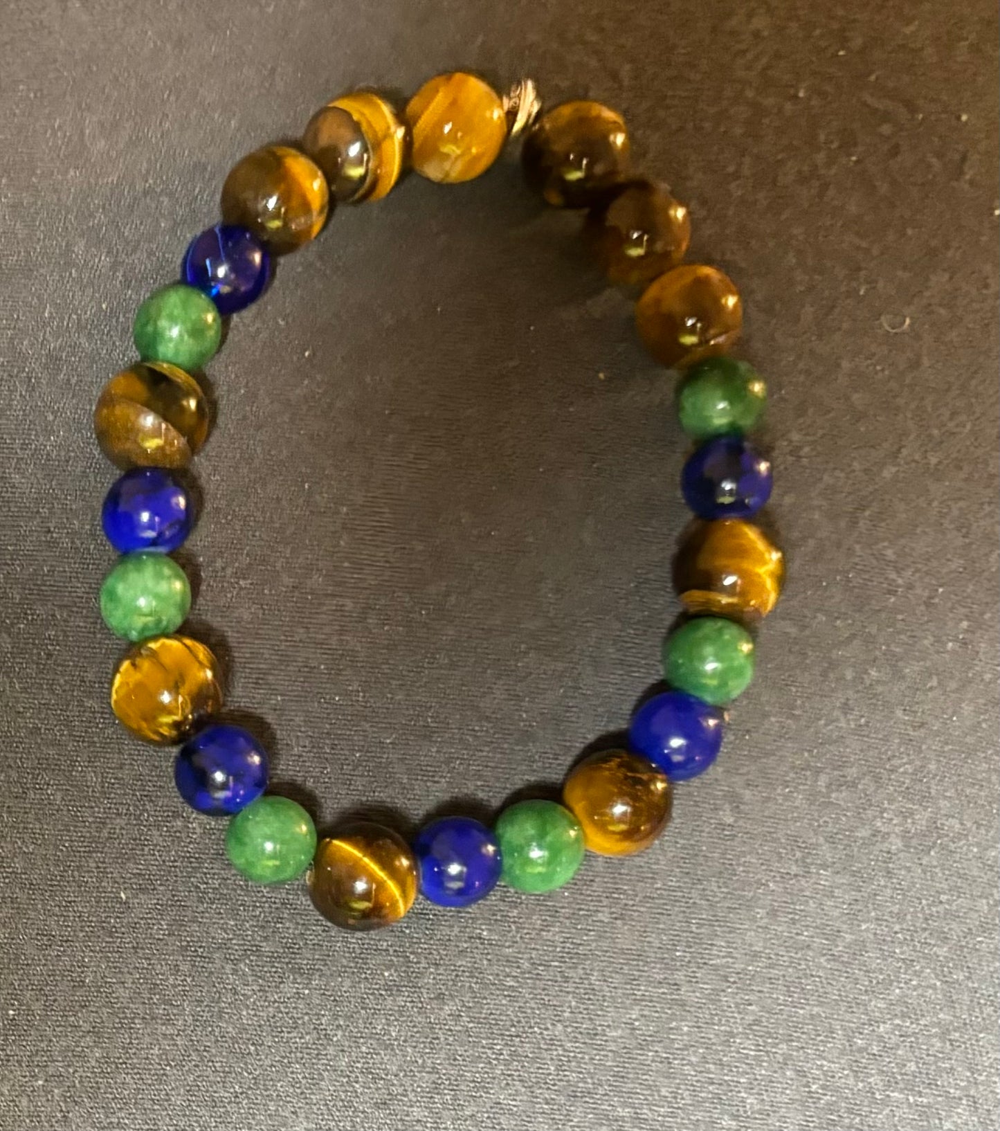 TIGER EYE, GREEN AGATE & SAPPHIRE