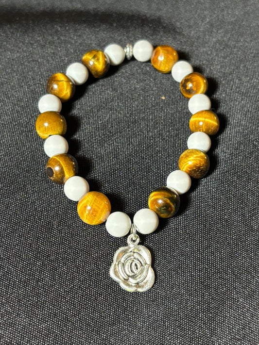 TIGER EYE and CLAY BEAD WITH CHARM