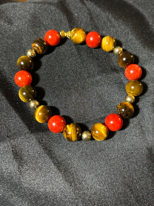 RED CORAL STONE AND TIGER EYE