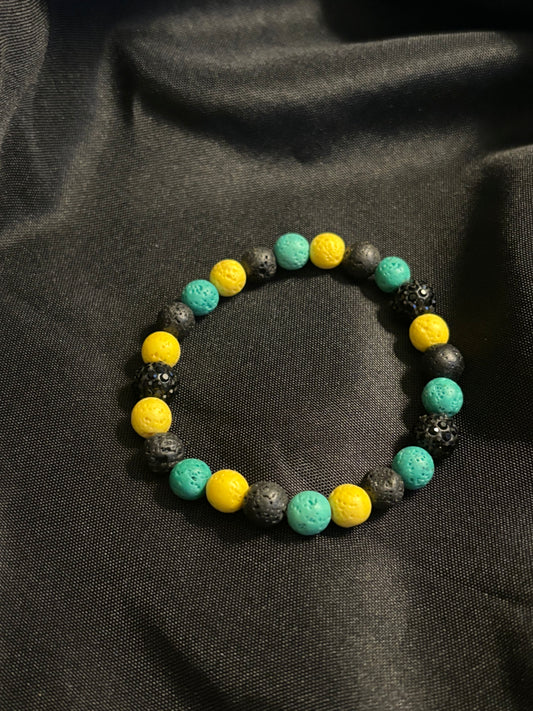 GREEN,BLACK AND YELLOW LAVA STONE