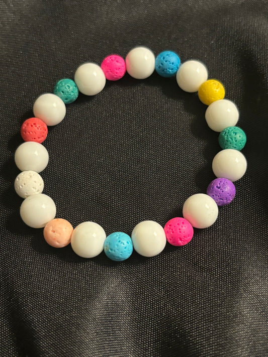 WHITE JADE & LAVA STONE