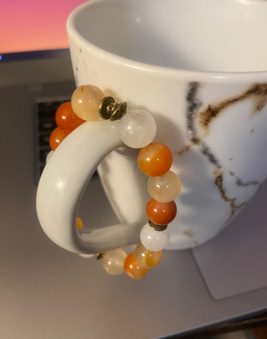GENUINE RED AGATE AND WHITE QUARTZ