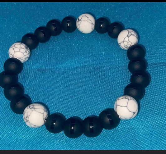 BLACK MATTE WITH WHITE HOWLITE TURQUOISE